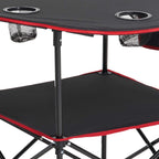 VEVOR Folding Camping Table, Portable Outdoor Lightweight Picnic Table, 600D Oxford Fabric Waterproof Canvas Travel Beach Tables, with 4 Cup Holders, Carry Bag, for Tailgating Camping Picnic, Black