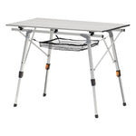 VEVOR Folding Camping Table, Portable Roll Up Side Tables, Lightweight Aluminum Beach Table with Adjustable Height, Top Mesh Layer and Carry Bag, For Outdoor BBQ Tailgating Picnic, Travel, Silver