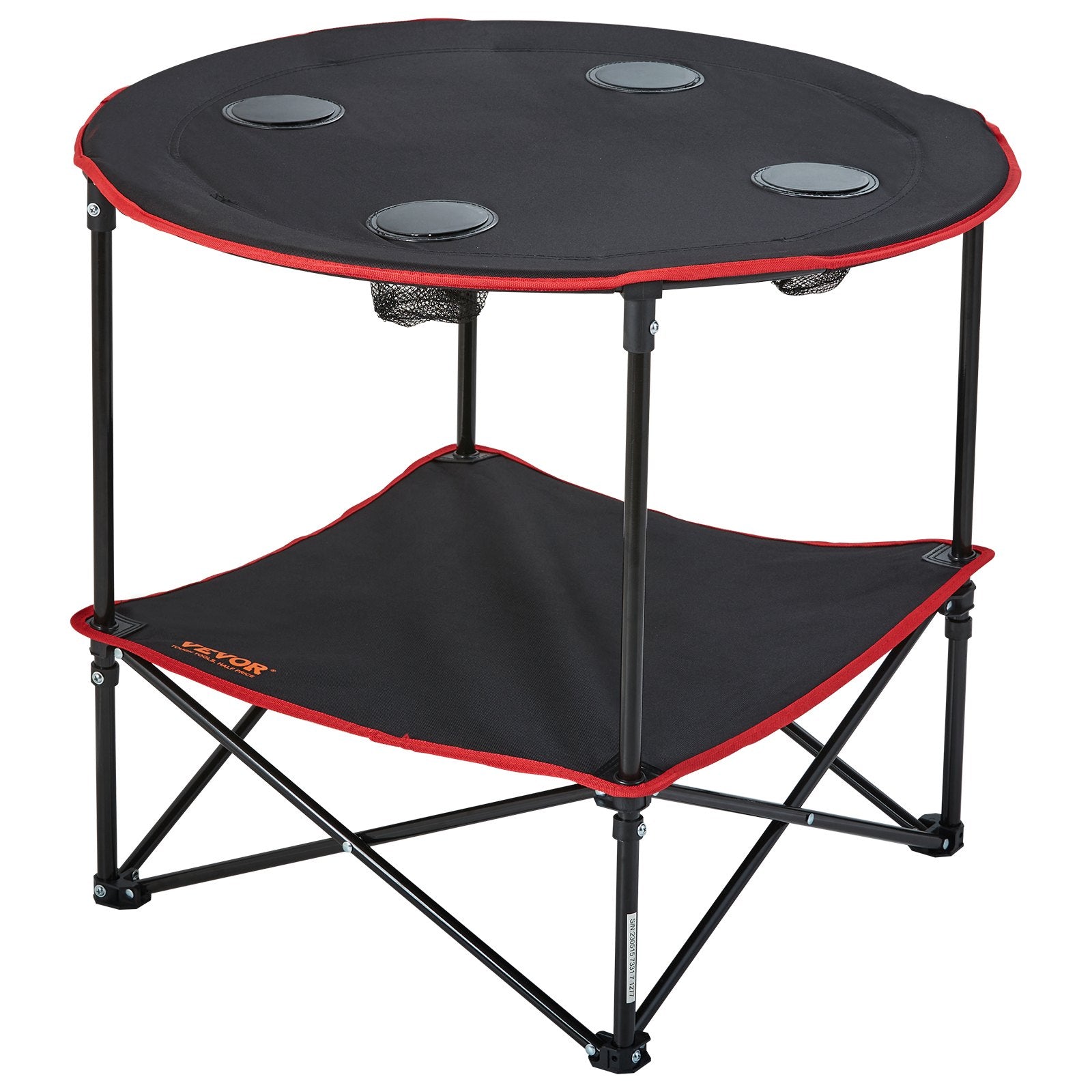 VEVOR Folding Camping Table, Outdoor Portable Side Tables, Lightweight Fold Up Table, 600D Oxford Fabric & Steel Ultra Compact Work Table with Large Storage & Carry Bag, For Beach Picnic, 28.3"x24"