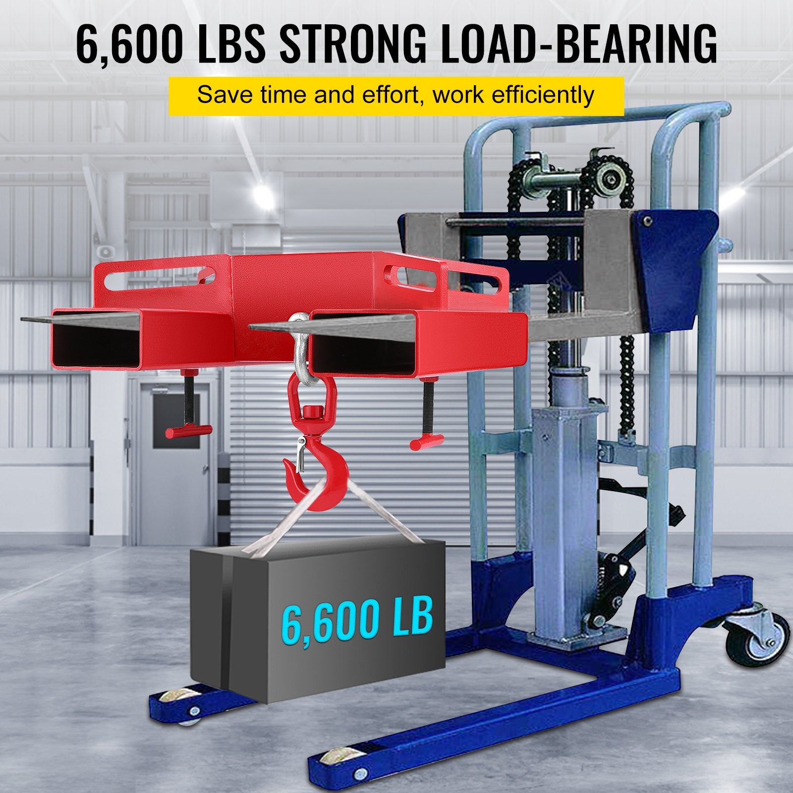 VEVOR 3 Ton Forklift Lifting Hook 6000 LBS/3000KG Capacity Lift Truck Fork Hoist Swivel Hook Mobile Crane Forklift Attachments