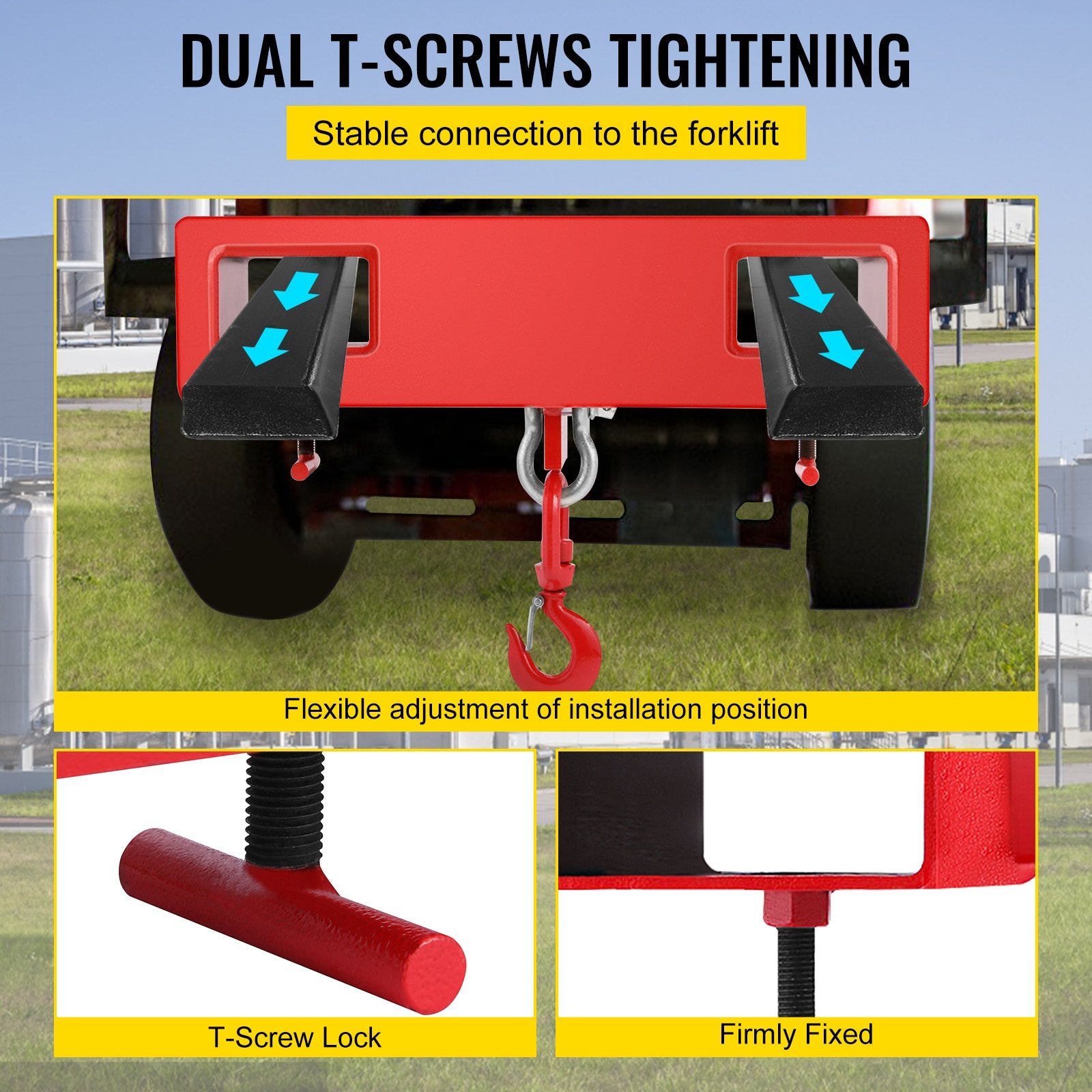 VEVOR 2 Ton Forklift Lifting Hook 4000 LBS/2000KG Capacity Lift Truck Fork Hoist Swivel Hook Mobile Crane Forklift Attachments