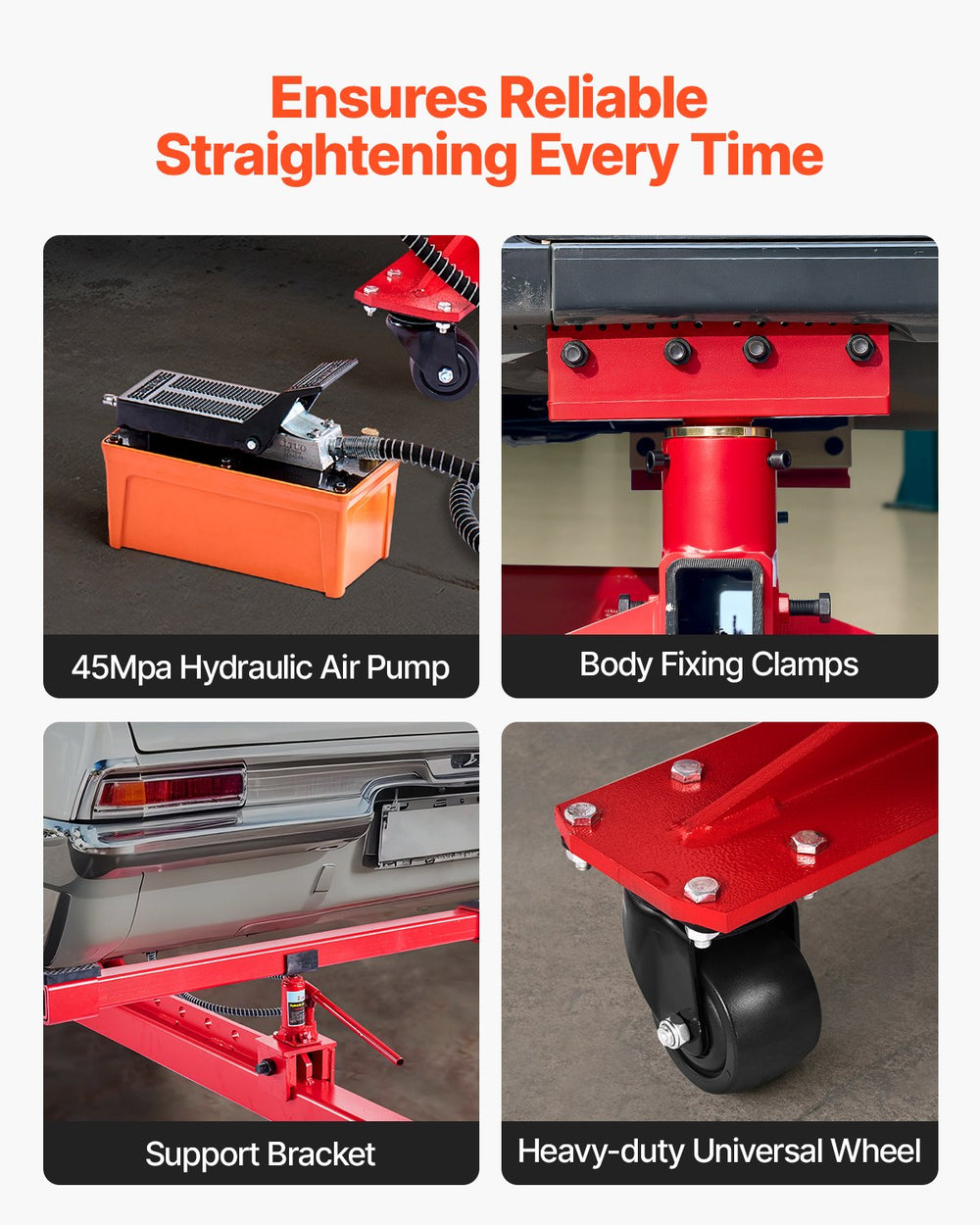 VEVOR Auto Body Frame Puller Straightener, 6T Tension Car Body Repair Equipment with 3T Airbag Jack & 6000PSI Hydraulic Foot Pump, Include 16 Straightening Tools, for Auto Repair Shop Sedan SUV Pickup