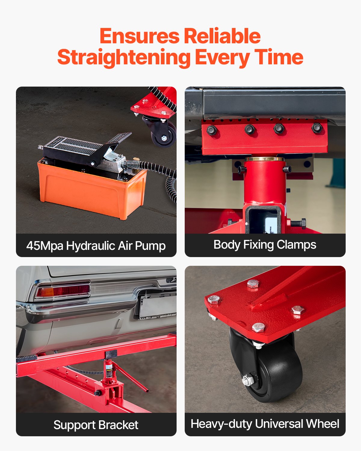 VEVOR Auto Body Frame Puller Straightener, 6T Tension Car Body Repair Equipment with 3T Airbag Jack & 6000PSI Hydraulic Foot Pump, Include 16 Straightening Tools, for Auto Repair Shop Sedan SUV Pickup