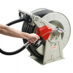 VEVOR Fuel Hose Reel, 19.05 mm x 20.12 m, Extra Long Retractable Diesel Hose Reel, Heavy-Duty Carbon Steel Construction with Automatic Fuel Nozzle, NBR Rubber Hose for Aircraft Ship Vehicle Tank Truck, 20.68 bar
