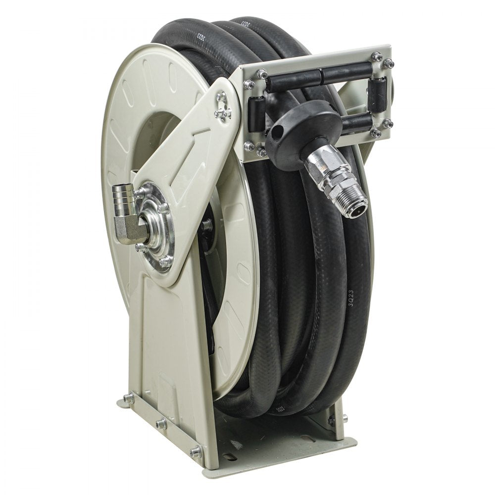 VEVOR Fuel Hose Reel, 19.05 mm x 20.12 m, Extra Long Retractable Diesel Hose Reel, Heavy-Duty Carbon Steel Construction with Automatic Fuel Nozzle, NBR Rubber Hose for Aircraft Ship Vehicle Tank Truck, 20.68 bar