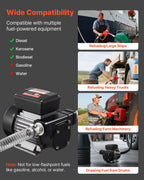 VEVOR Fuel Transfer Pump 230V, 16 GPM 60 L/min, AC Electric Oil Transfer Pump for Diesel Kerosene Biodiesel, with Auto Fuel Nozzle & 2 Hoses, 45 ft/13.7 m Max Lift, for Vehicles, Construction Sites