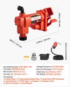 VEVOR Fuel Transfer Pump 230V, 15 GPM 57 L/min, AC Electric Oil Transfer Pump, with Auto Shut-Off Fuel Nozzle & Discharge Hose, High Flow Kit for Gasoline, Diesel, Kerosene, Biodiesel, Ethanol Blends