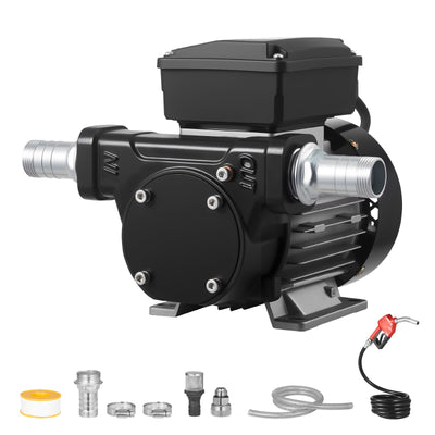 VEVOR Fuel Transfer Pump 230V, 16 GPM 60 L/min, AC Electric Oil Transfer Pump for Diesel Kerosene Biodiesel, with Auto Fuel Nozzle & 2 Hoses, 45 ft/13.7 m Max Lift, for Vehicles, Construction Sites