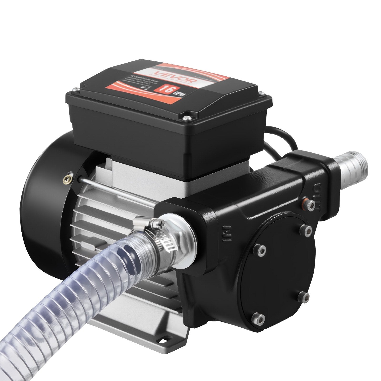 VEVOR Oil Transfer Pump 230V, 16 GPM 60 L/min, AC Electric Fuel Transfer Pump for Diesel Kerosene Biodiesel, 8 ft/2.4 m Max Suction Lift, 45 ft/13.7 m Max Lift, for Vehicles, Construction Sites, Farms