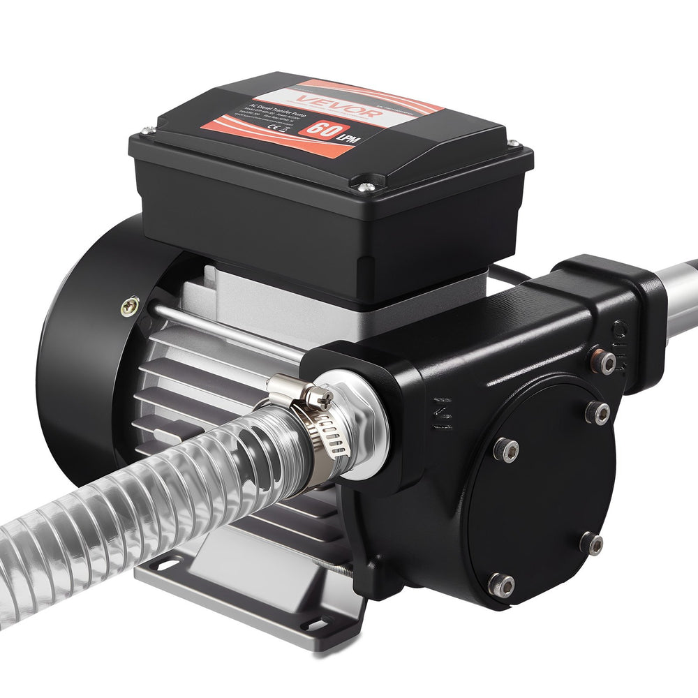 VEVOR Fuel Transfer Pump 230V, 16 GPM 60 L/min, AC Electric Oil Transfer Pump for Diesel Kerosene Biodiesel, with Auto Fuel Nozzle & 2 Hoses, 45 ft/13.7 m Max Lift, for Vehicles, Construction Sites