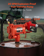 VEVOR Fuel Transfer Pump 230V, 20 GPM 76 L/min, AC Electric Oil Transfer Pump, with Auto Shut-Off Fuel Nozzle & Discharge Hose, High Flow Kit for Gasoline, Diesel, Kerosene, Biodiesel, Ethanol Blends