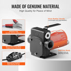 VEVOR Fuel Transfer Pump, 12V DC 19L/min(5 GPM) 75W(1/10 HP), Portable Electric Diesel Transfer Pump with Auto Shut-Off Fuel Nozzle, Long Inlet & Outlet Hose for Gasoline Diesel, Kerosene, Methanol Blends