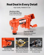 VEVOR Fuel Transfer Pump, 12V DC 61 L/min(16 GPM) 186W(1/4 HP) Diesel Pump, Extractor Pumps with Manual Nozzle, Discharge Hose and Suction Pipe, for Gasoline, Diesel, Kerosene, Ethanol-Methanol Blends & Biodiesel