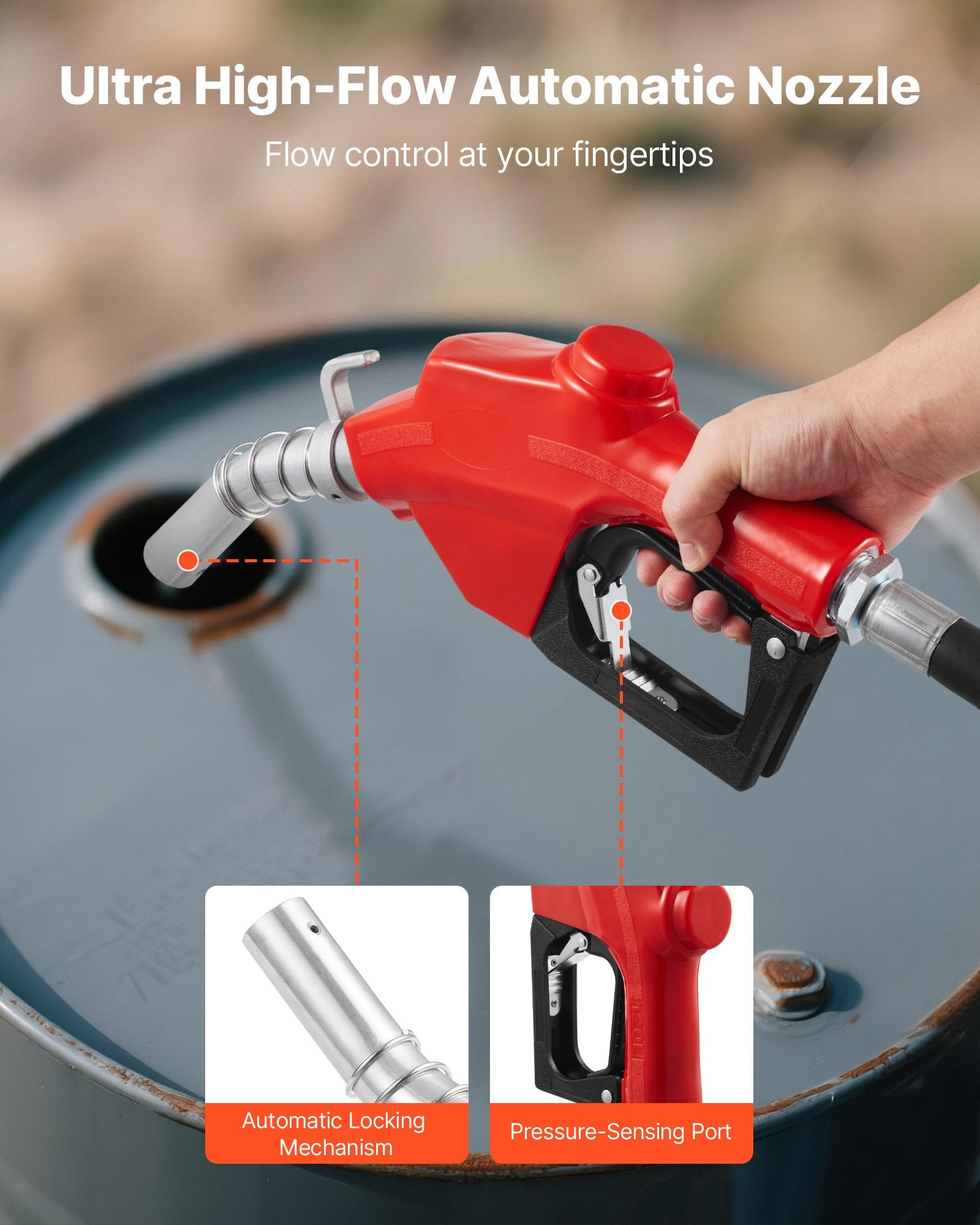 VEVOR Fuel Transfer Pump 230V, 20 GPM 76 L/min, AC Electric Oil Transfer Pump, with Meter, Auto Shut-Off Fuel Nozzle & Discharge Hose, High Flow for Gasoline, Diesel, Kerosene, Biodiesel, Ethanol