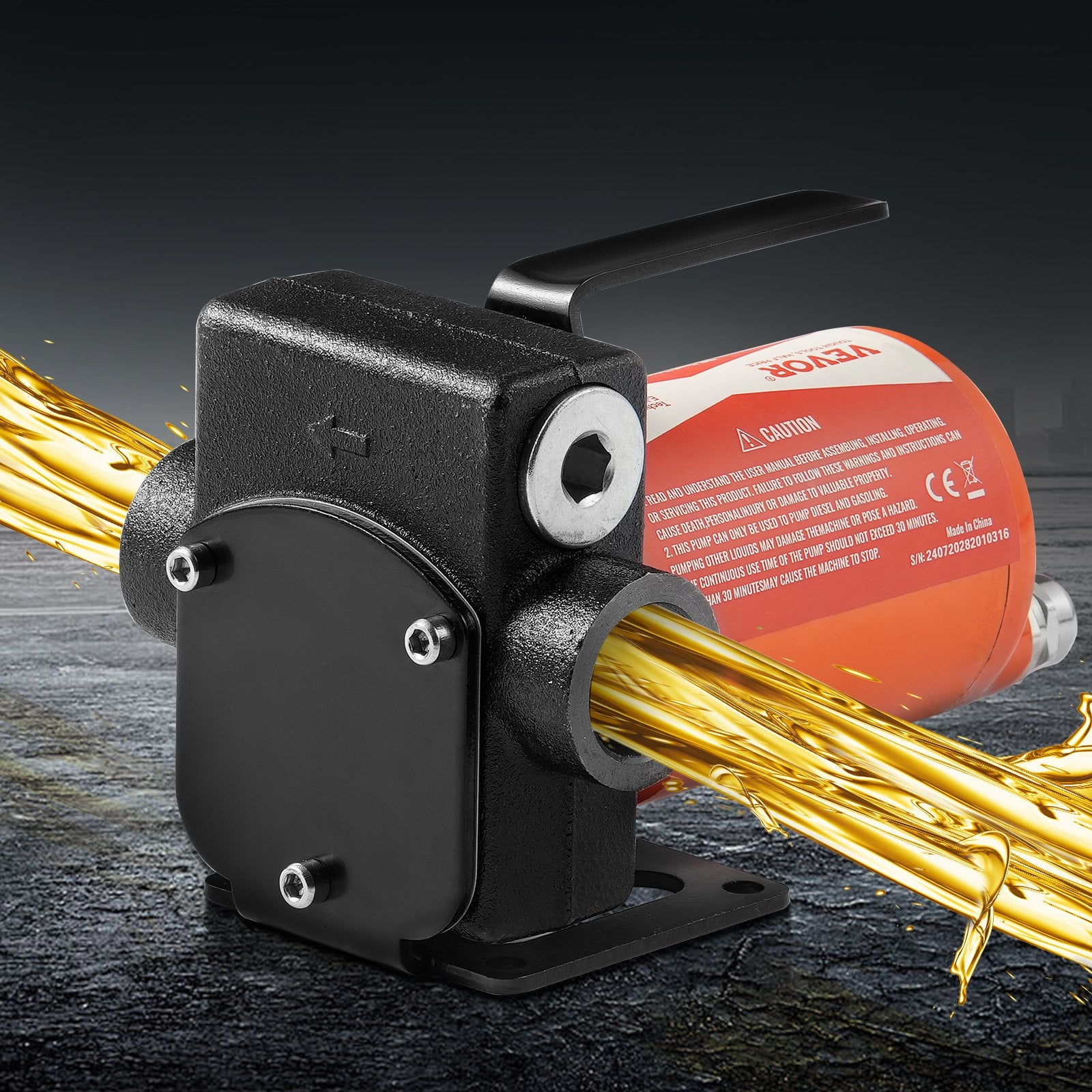 VEVOR Fuel Transfer Pump, 12V DC 19L/min(5 GPM) 75W(1/10 HP), Portable Electric Diesel Transfer Pump with Auto Shut-Off Fuel Nozzle, Long Inlet & Outlet Hose for Gasoline Diesel, Kerosene, Methanol Blends