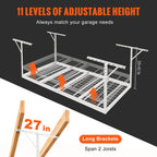 VEVOR Overhead Garage Storage Rack, 48x96 inch Garage Ceiling Storage Racks, Heavy Duty Adjustable Cold Rolled Steel Racks for Garage Storage, Organization, 600 lbs Load Capacity, 22''-40", White