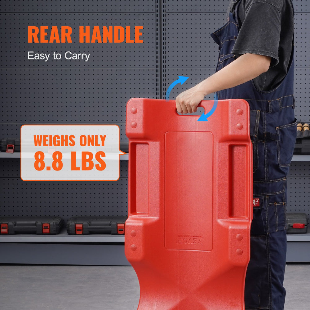 VEVOR Mechanic Plastic Creeper, 914 mm, 158.8 kg Capacity Automotive Rolling Garage Creeper with Molded Ergonomic HDPE Body Padded Headrest & Dual Tool Trays 6 Wheels, for Garage Shop Auto Repair
