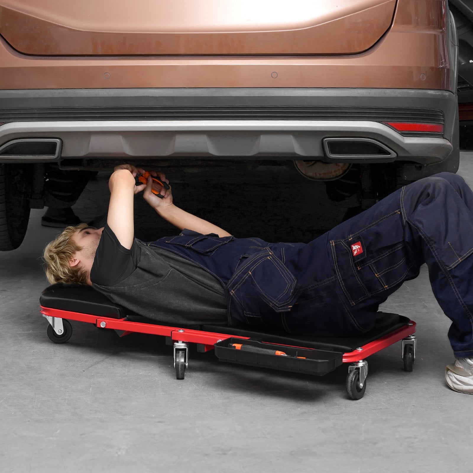 VEVOR 91.4 cm Foldable Z Garage Creeper Mechanic Creeper Stool 136.1 kg Capacity