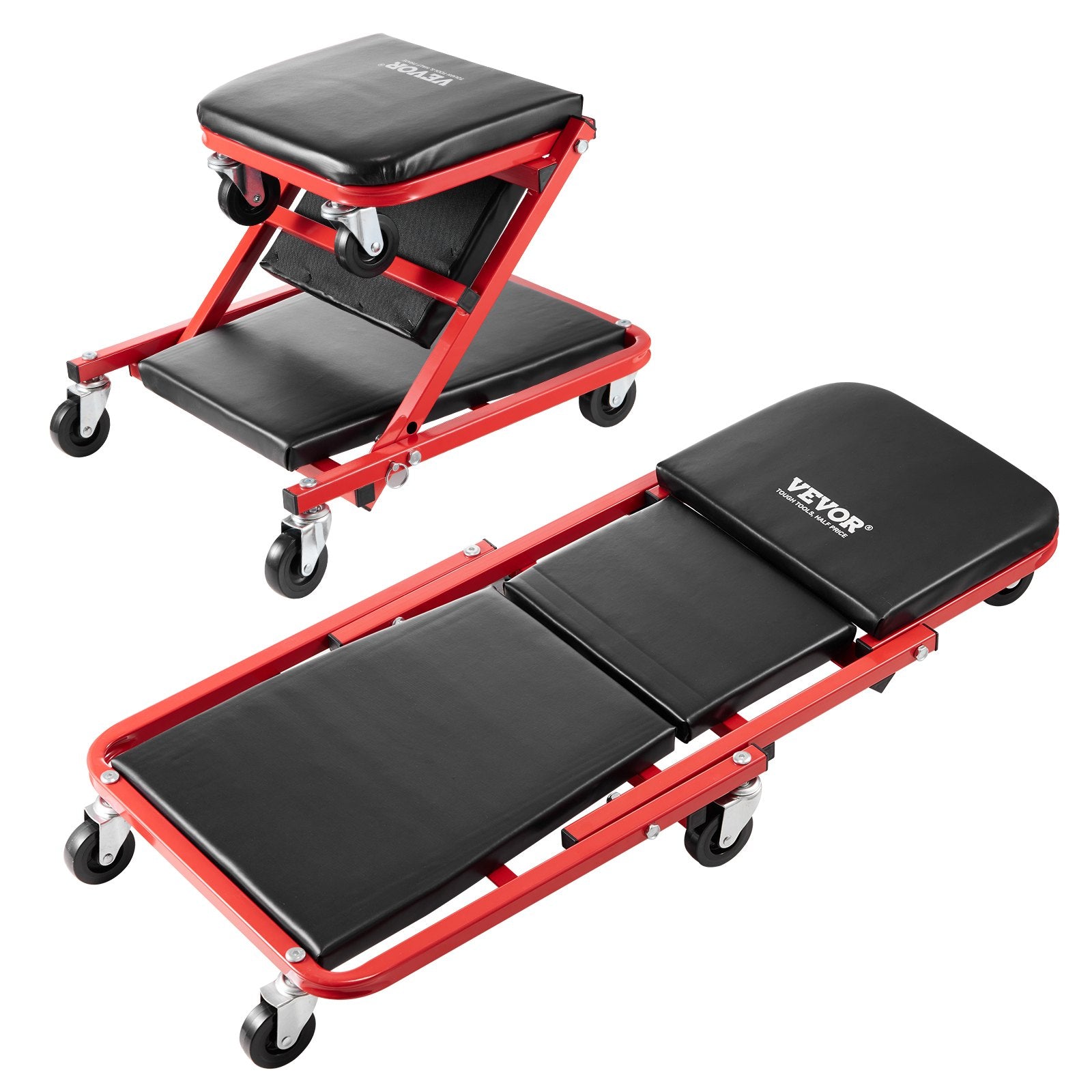 VEVOR 91.4 cm Foldable Z Garage Creeper Mechanic Creeper Stool 136.1 kg Capacity