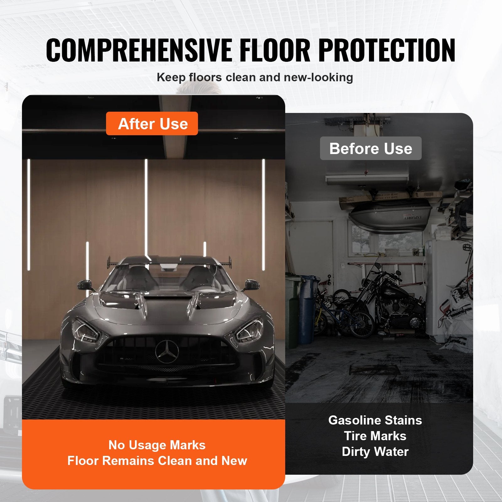 VEVOR Diamond-Plate Rubber Flooring Roll, 3 mm x 4 ft x 10 ft Garage Floor Mat, SBR Rubber Garage Flooring Roll, Easy to Clean, Diamond Plate Rubber Mat for Under Cars, Garage Industry Gym, Black