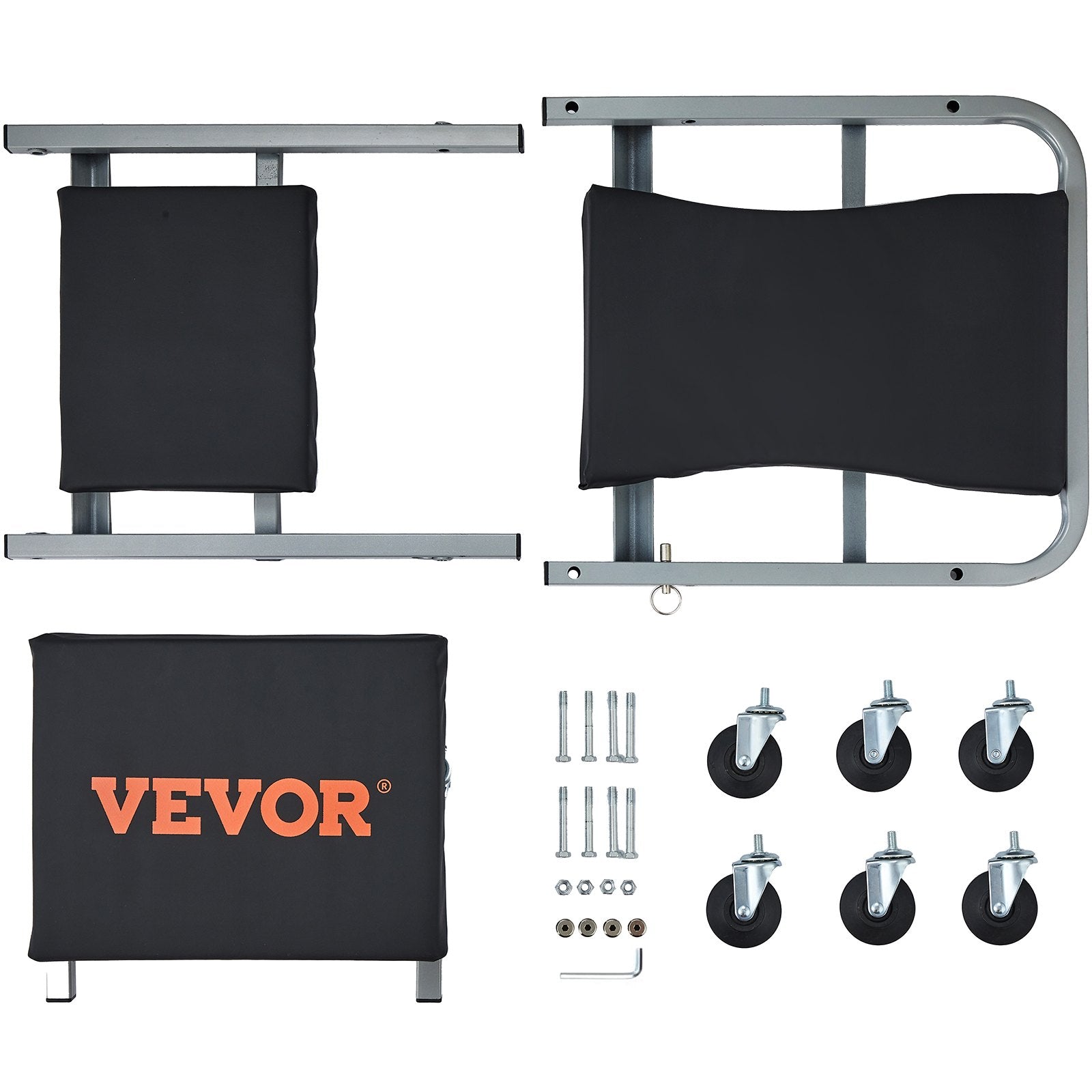 VEVOR Z-Creeper Seat, 2 in 1 Rolling Folding Car Creeper/Stool, 300 lbs Capacity Mechanic Creeper, Low Profile Creeper with 6 pcs Wheels for Garage, Shop, Auto Repair, Lay Down or Sit, Black