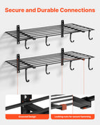 VEVOR 2-Tier Heavy Duty Wall Garage Shelving, 61 x 122 cm Steel Wall Mounted Shelving Unit with Hooks, 610 x 1219 mm Per Shelf Floating Storage Metal Rack with 235 kg Total Weight Capacity, Black