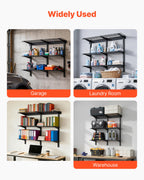 VEVOR 3-Tier Heavy Duty Wall Garage Shelving, 275 x 914 mm Steel Wall Mounted Shelving Unit, 275 x 914 mm Per Shelf Floating Storage Metal Rack for Garage with 204 kg Total Weight Capacity, Black