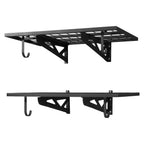VEVOR 2-Tier Heavy Duty Wall Garage Shelving, 610 x 914 mm Steel Wall Mounted Shelving Unit with Hooks, 610 x 914 mm Per Shelf Floating Storage Metal Rack for Garage, 227 kg Total Weight Capacity