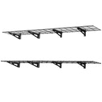 VEVOR 2-Tier Heavy Duty Wall Garage Shelving, 4 Pack 305 x 914 mm Steel Wall Mounted Shelving Unit, 305 x 1828 mm Per Shelf Floating Storage Metal Rack for Garage, 272 kg Total Weight Capacity, Black