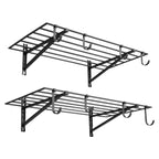 VEVOR 2-Tier Heavy Duty Wall Garage Shelving, 61 x 122 cm Steel Wall Mounted Shelving Unit with Hooks, 610 x 1219 mm Per Shelf Floating Storage Metal Rack with 235 kg Total Weight Capacity, Black