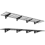VEVOR 2-Tier Heavy Duty Wall Garage Shelving, 4 Pack 305 x 914 mm Steel Wall Mounted Shelving Unit, 305 x 1828 mm Per Shelf Floating Storage Metal Rack for Garage, 272 kg Total Weight Capacity, Black