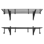 VEVOR 2-Tier Heavy Duty Wall Garage Shelving, 61 x 122 cm Steel Wall Mounted Shelving Unit with Hooks, 610 x 1219 mm Per Shelf Floating Storage Metal Rack with 235 kg Total Weight Capacity, Black