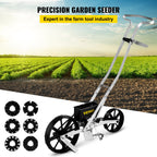 VEVOR Garden Seeder, Metal Precision Garden Push Seeder With 6 Seed Plates, Walk-Behind Row Crop Planter, Manual Garden Lawn Spreader for Sowing Seeds, Backyard Agriculture for Various Seeds