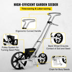 VEVOR Garden Seeder, Metal Precision Garden Push Seeder With 6 Seed Plates, Walk-Behind Row Crop Planter, Manual Garden Lawn Spreader for Sowing Seeds, Backyard Agriculture for Various Seeds