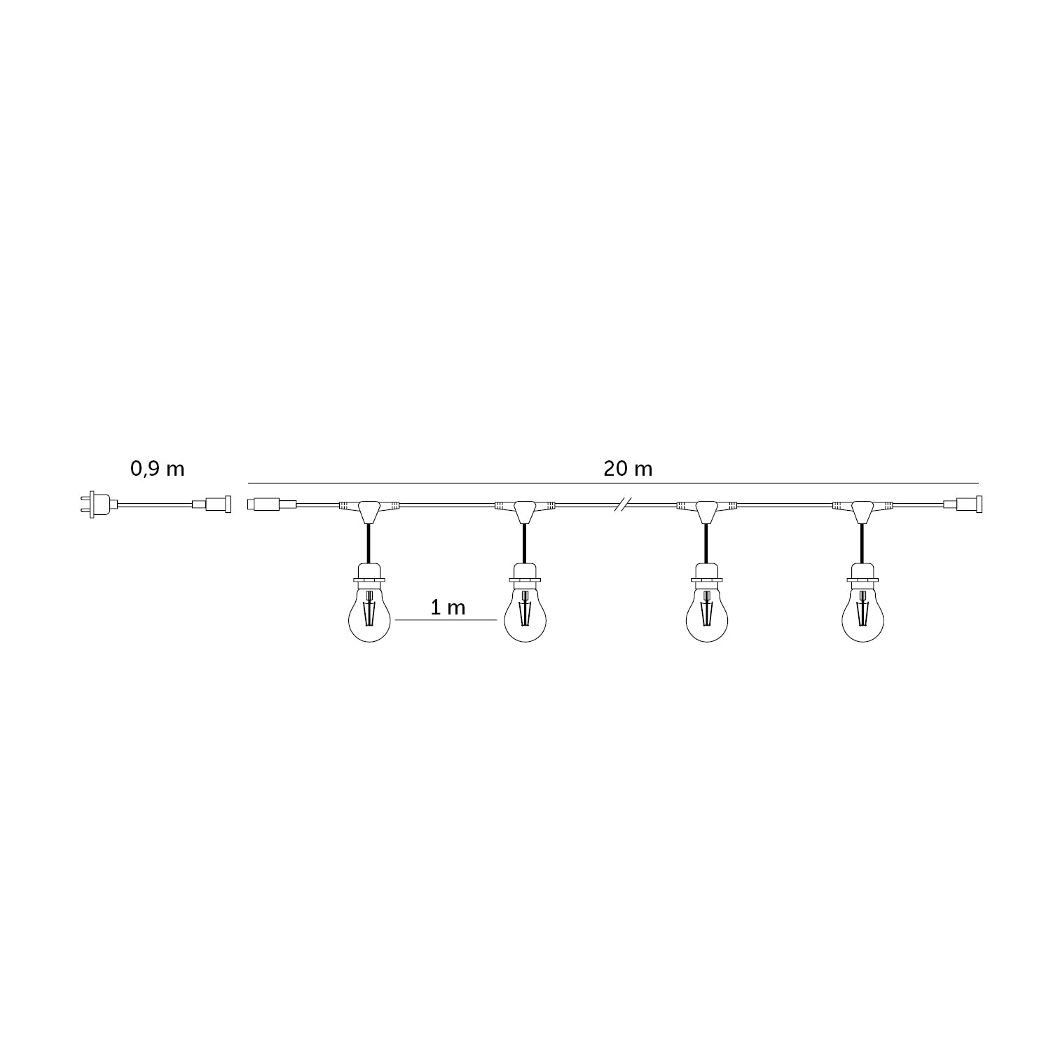 Garland BAJA LED SET 20x1W 20m E27 Kobi Design