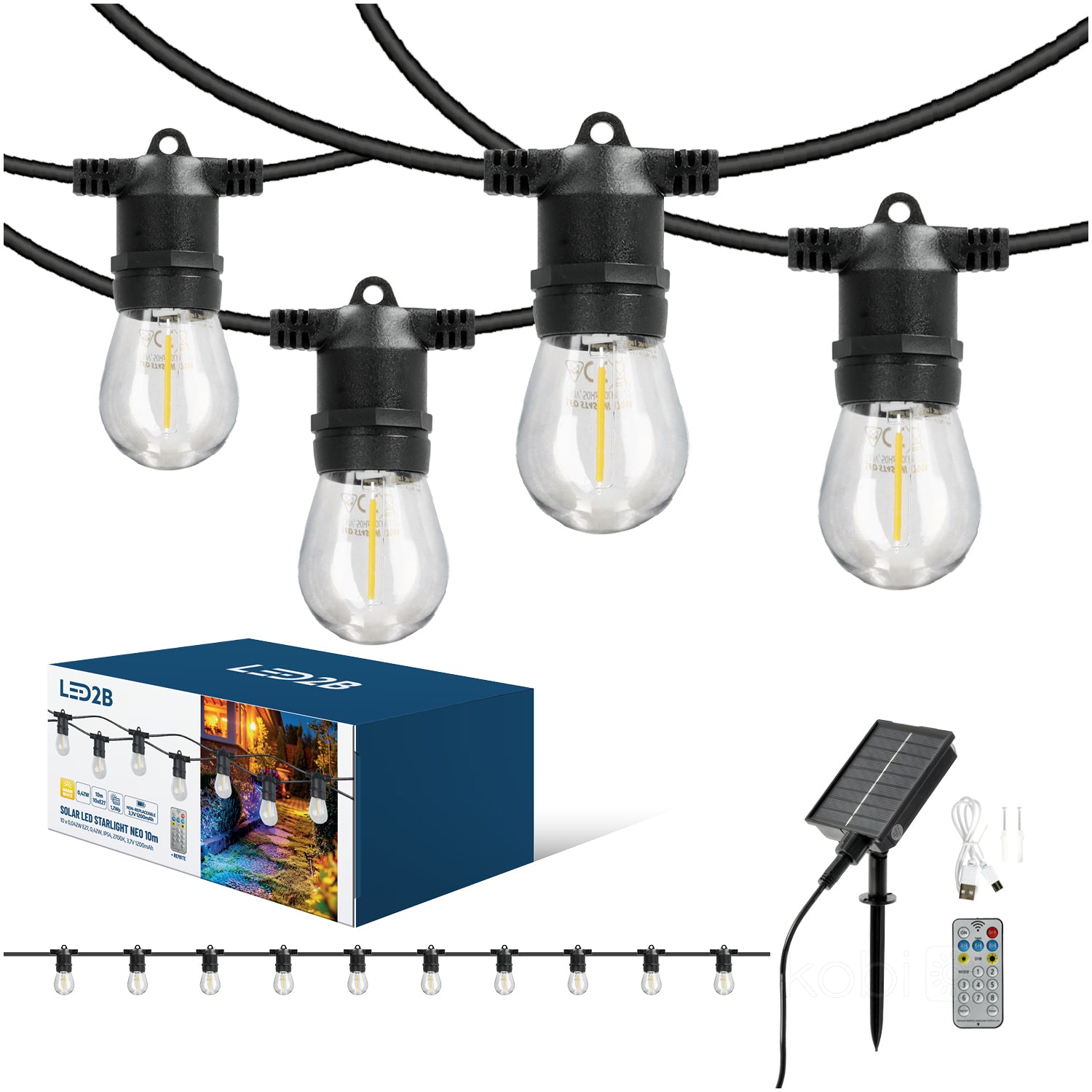 Solar garland LED STARLIGHT NEO 10m 10x0,042W E27 LED2B