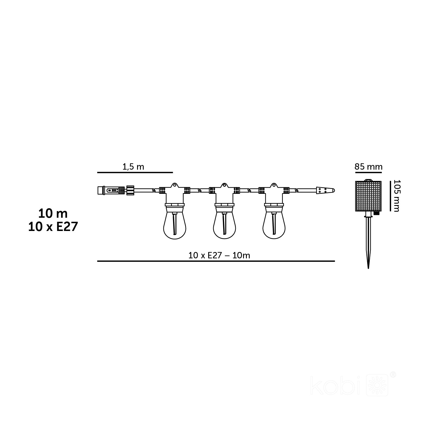 Solar garland LED STARLIGHT NEO 10m 10x0,042W E27 LED2B