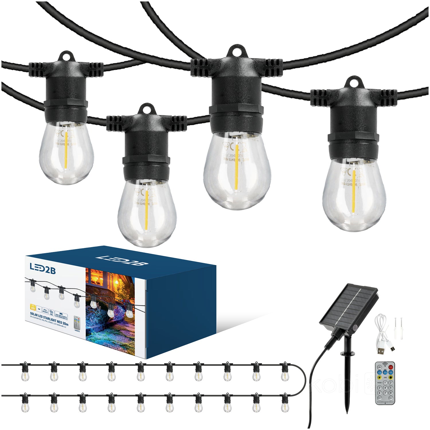 Solar garland LED STARLIGHT NEO 20m 20x0,042W E27 LED2B