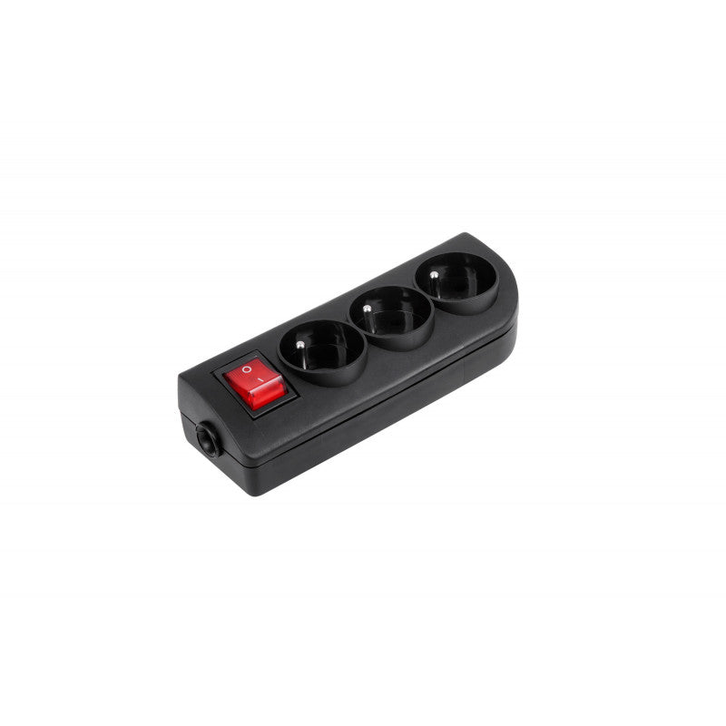 Socket 3s/with grounding+switch black Elgotech