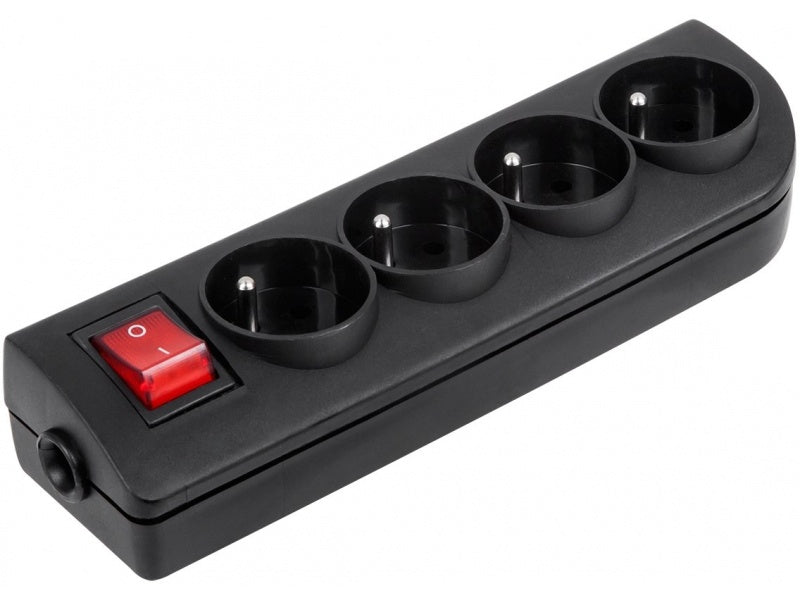 Socket 4s/with grounding + switch black Elgotech