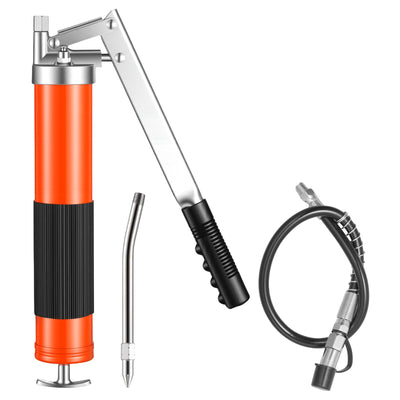 VEVOR Grease Gun, 10000 PSI High Pressure, Heavy Duty Pistol Grip Grease Gun Kit with 0.4 L Capacity, Includes 46 cm Flex Hose, 1 Extension Rigid Pipe and 1 Sharp Type Nozzle for Automotive, Marine