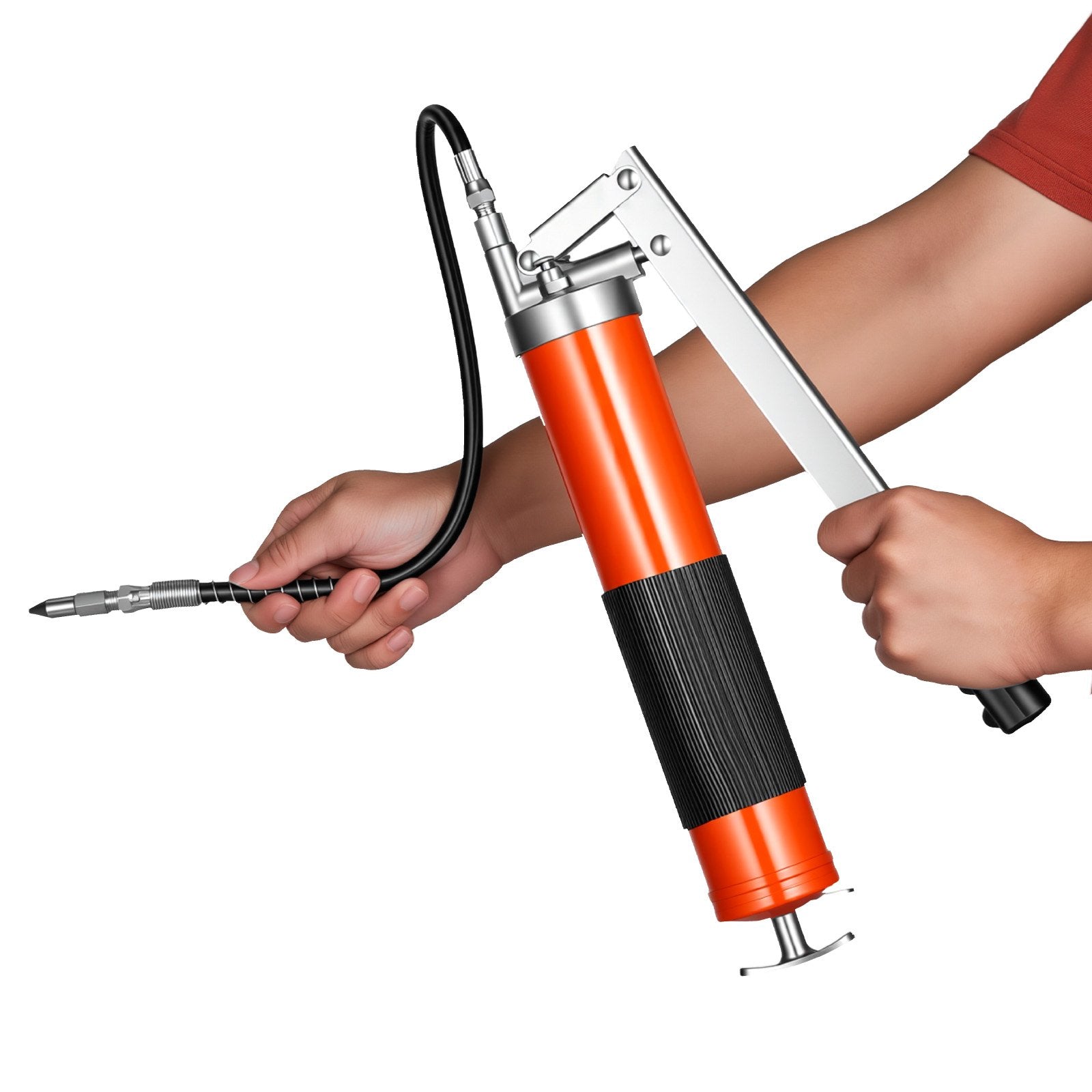 VEVOR Grease Gun, 10000 PSI High Pressure, Heavy Duty Pistol Grip Grease Gun Kit with 0.4 L Capacity, Includes 46 cm Flex Hose, 1 Extension Rigid Pipe and 1 Sharp Type Nozzle for Automotive, Marine