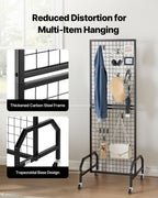 VEVOR 3 Packs Grid Wall Panels, 600 x 1640mm Wire Grid Panels Display Rack, Movable Art Display Shelf with Wheels and 30 Hooks, Black Carbon Steel Gridwall for Craft Show, Decor, Storage, Notice Board