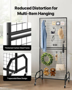 VEVOR 2 Packs Grid Wall Panels, 898 x 1798 mm Wire Grid Panels Display Rack, Movable Art Display Shelf with Wheels & 10 Hooks, Black Carbon Steel Gridwall for Craft Show, Decor, Storage, Notice Board