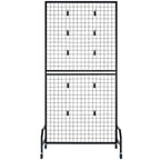 VEVOR 2 Packs Grid Wall Panels, 898 x 1798 mm Wire Grid Panels Display Rack, Movable Art Display Shelf with Wheels & 10 Hooks, Black Carbon Steel Gridwall for Craft Show, Decor, Storage, Notice Board