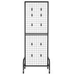 VEVOR Grid Wall Panel, 600 x 1640 mm Wire Grid Panels Display Rack, Movable Art Display Shelf with Wheels and 10 Hooks, Black Carbon Steel Gridwall for Craft Show, Decoration, Storage, Notice Board