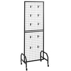 VEVOR 3 Packs Grid Wall Panels, 600 x 1640mm Wire Grid Panels Display Rack, Movable Art Display Shelf with Wheels and 30 Hooks, Black Carbon Steel Gridwall for Craft Show, Decor, Storage, Notice Board