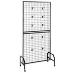 VEVOR 2 Packs Grid Wall Panels, 898 x 1798 mm Wire Grid Panels Display Rack, Movable Art Display Shelf with Wheels & 10 Hooks, Black Carbon Steel Gridwall for Craft Show, Decor, Storage, Notice Board