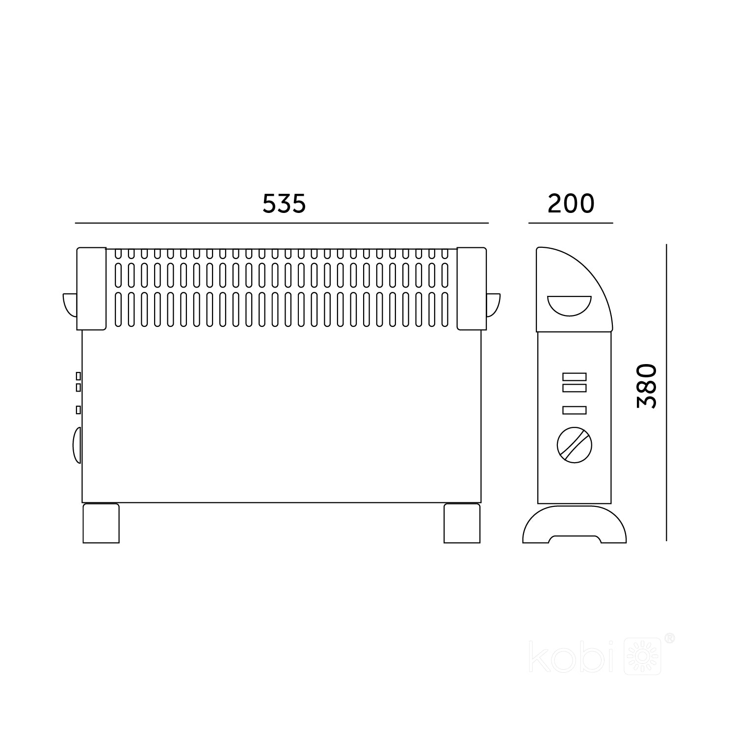 Convector heater SONDO 2000W TURBO black Kobi Windstar