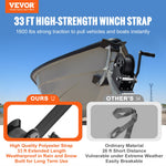 VEVOR Hand Winch, 725.7 kg Pulling Capacity, Boat Trailer Winch Heavy Duty Rope Crank with 1005.8 cmPolyester Strap and Two-Way Ratchet, Manual Operated Hand Crank Winch for Trailer, Boat or ATV Towing